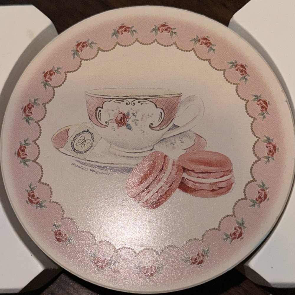 Marco Fabiano tea cup macaroons pink dainty coaster set​ - Picture 6 of 10